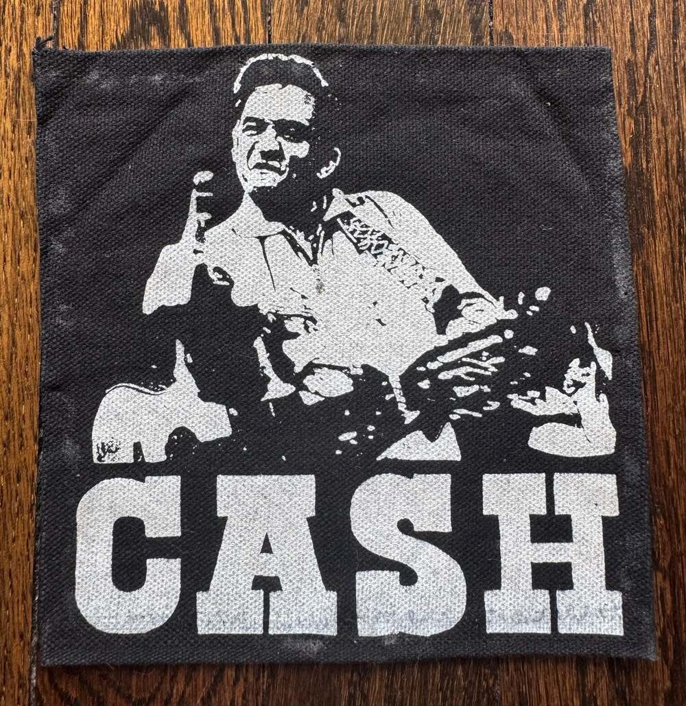 VINTAGE ‘00s 6” x 6” Johnny Cash Screenprinted Canvas Sew-On Back Patch COUNTRY